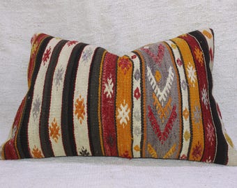 トルコキリム枕 12x24インチ 30 x 60 cm パッチワークラグ リロー
