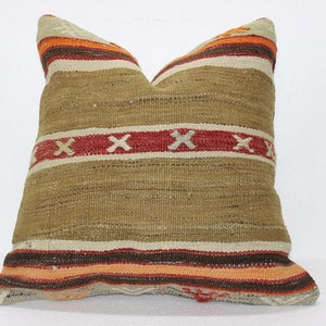 Kilim Rug Pillow,18&quot;x18&quot; inches,45x45 cm,Tribal pillow,Vintage Home Decor,ethnic Kilim pillow,Tribal Pillow,Home Decor Pillow Cover