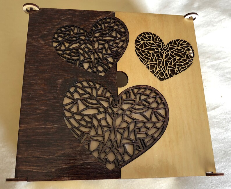 Housewarming Necklaces Birthday,Mom Heart Box 2 Tone Jewelry Christmas Gift Box Wooden Rings Earrings Holds Bracelets Valentines