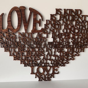 Love Is Heart ,Corinthians Verse, Wedding Gift, Bridal Shower, Mothers Day, Valentines Day, Religious,