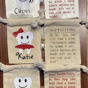Tooth Fairy Bag, Personalized Keepsake Bag & Jar, Tooth Fairy Poem, Gift for Kids,My 1st Tooth, Tooth Fairy Pouch, Made to Order