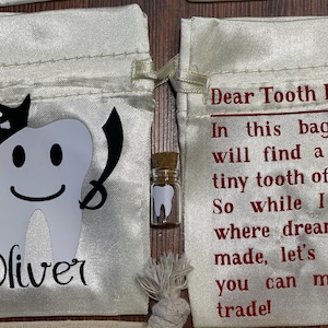 Tooth Fairy Bag &Jar, Keepsake, Personalized,Tooth Fairy Poem, Stocking Stuffer, Gift 4 Kids,My 1st Tooth, Tooth Fairy Pouch, Made to Order