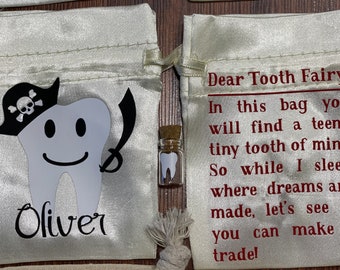 Tooth Fairy Tasche & Jar, Andenken, personalisiert, Tooth Fairy Poem, Stocking Stuffer, Geschenk 4 Kinder, My 1st Tooth, Tooth Fairy Pouch, Made to Order