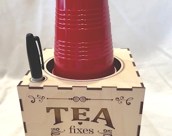 Laser Cut Cup Holder: Picnic Party Cup & Marker Organizer