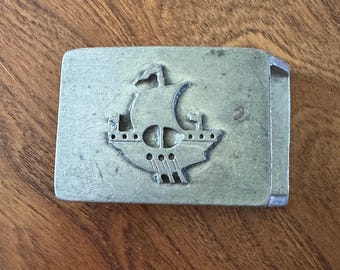 Vintage Pirate Ship Pewter Belt Buckle - Collectible Belt  display picture 1
