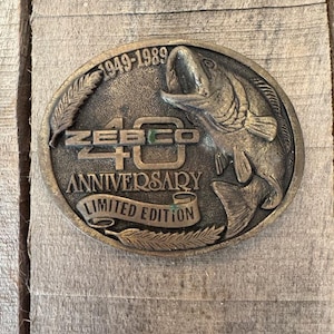 Vintage Zebco 40 Anniversary Limited Edition Collectible Men&#39;s Belt Buckle