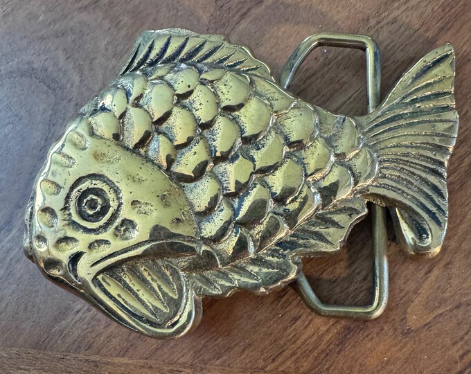 Vintage Solid Brass Fish Belt Buckle - Fisherman Core Style - Etsy