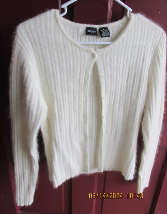 Xhilaration Stretch Sweater White Button Up Size M