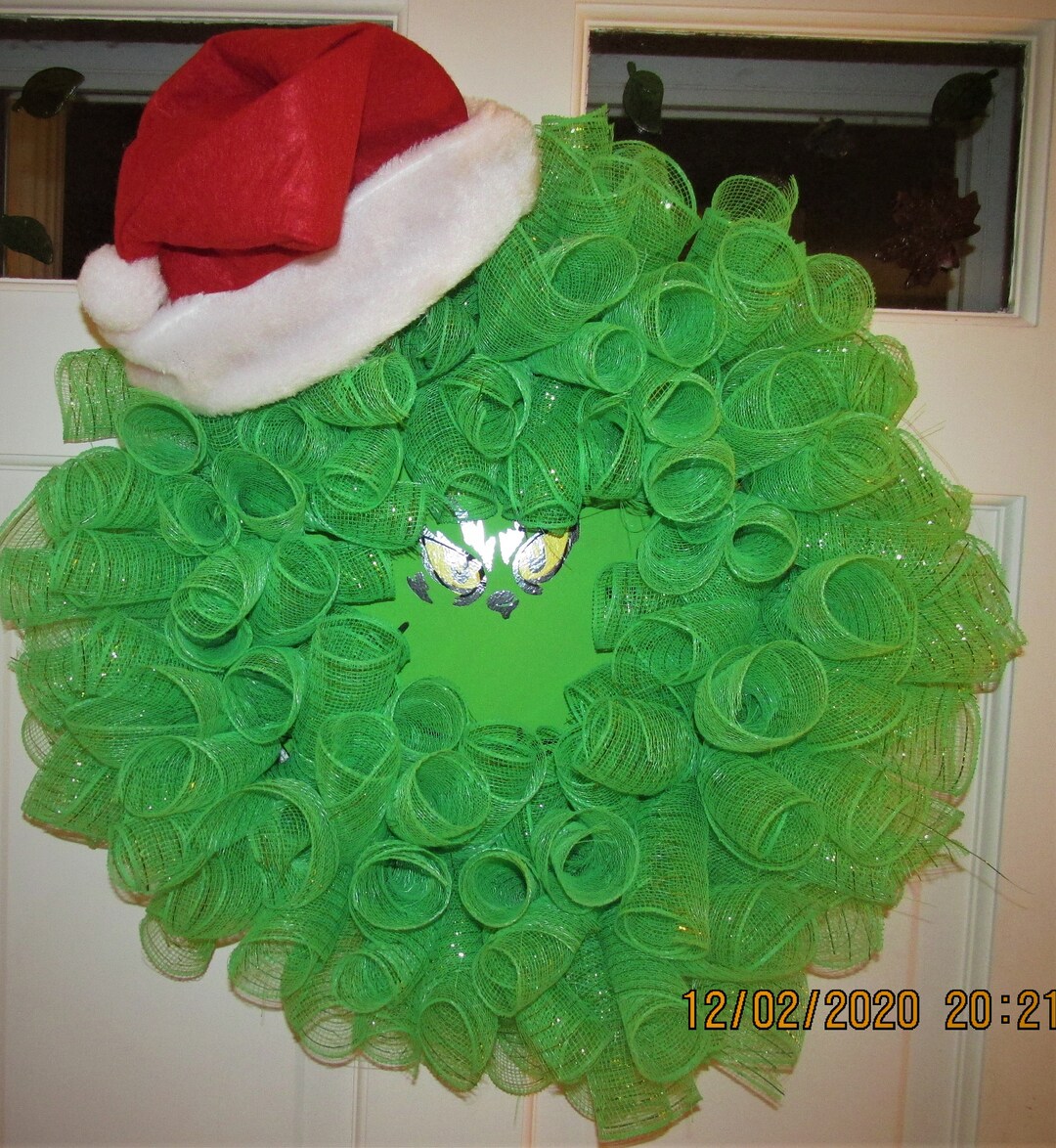 Grinch Deco Mesh Christmas Wreath 22 Inch - Etsy