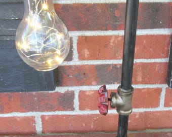 Steampunk Plumbing Pipe Table Lamp Battery Powered Man Cave Bar