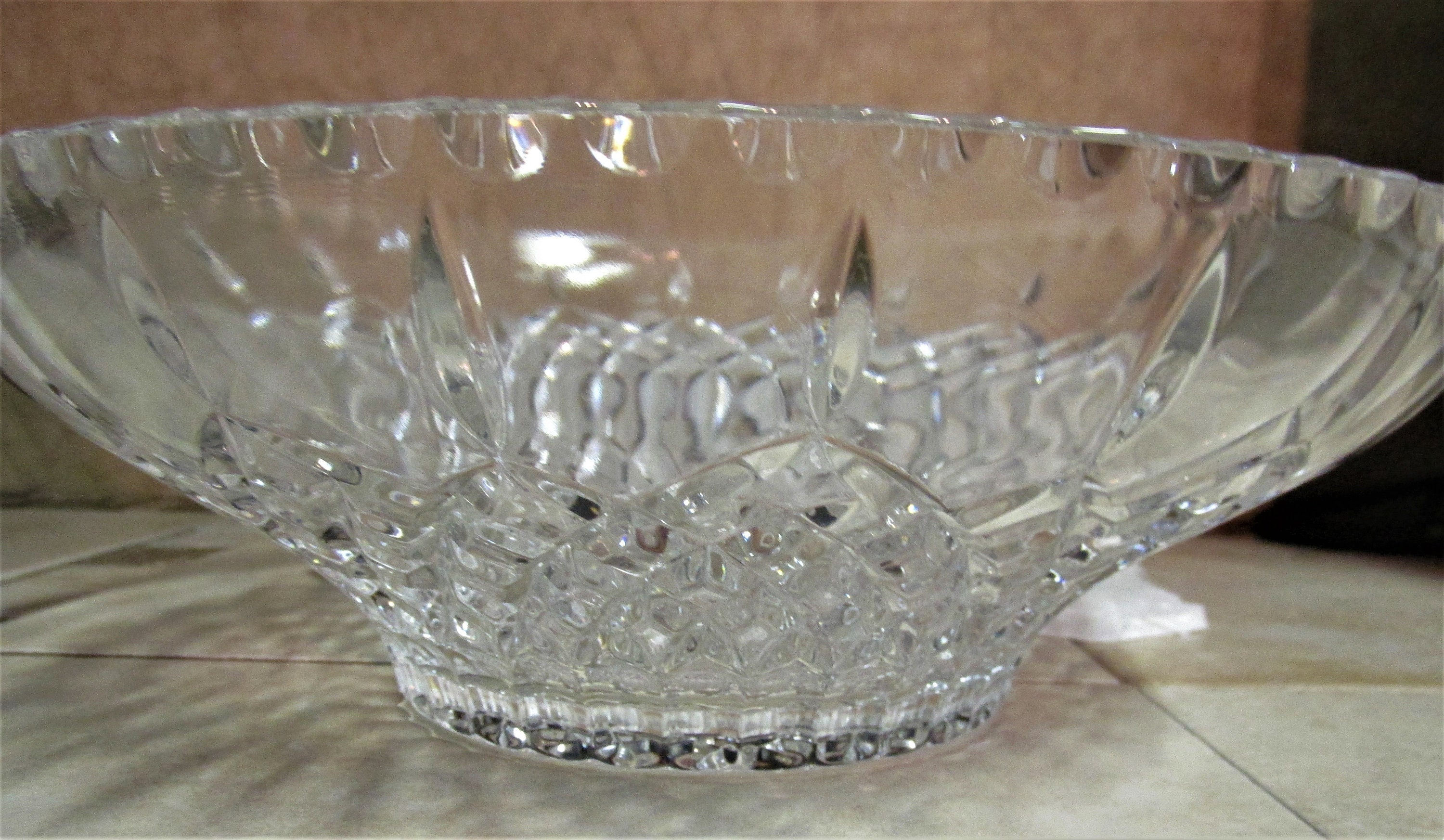 Crystal Cut Glass Salad Fruit Flower Serving Bowl Centerpiece Décor 12