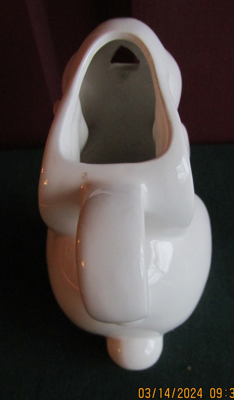 Ceramic Bunny Rabbit Creamer With Handle & Floral Decoration Figurine ...