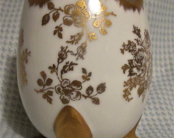 Vintage French Porcelain Footed Egg Shaped Vase Hand Painted