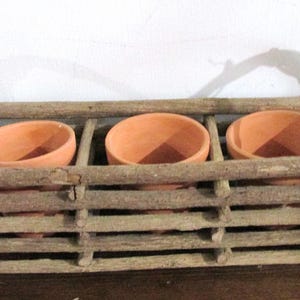 Fensterkasten aus Weinrebe und Holz mit 3 Töpfen