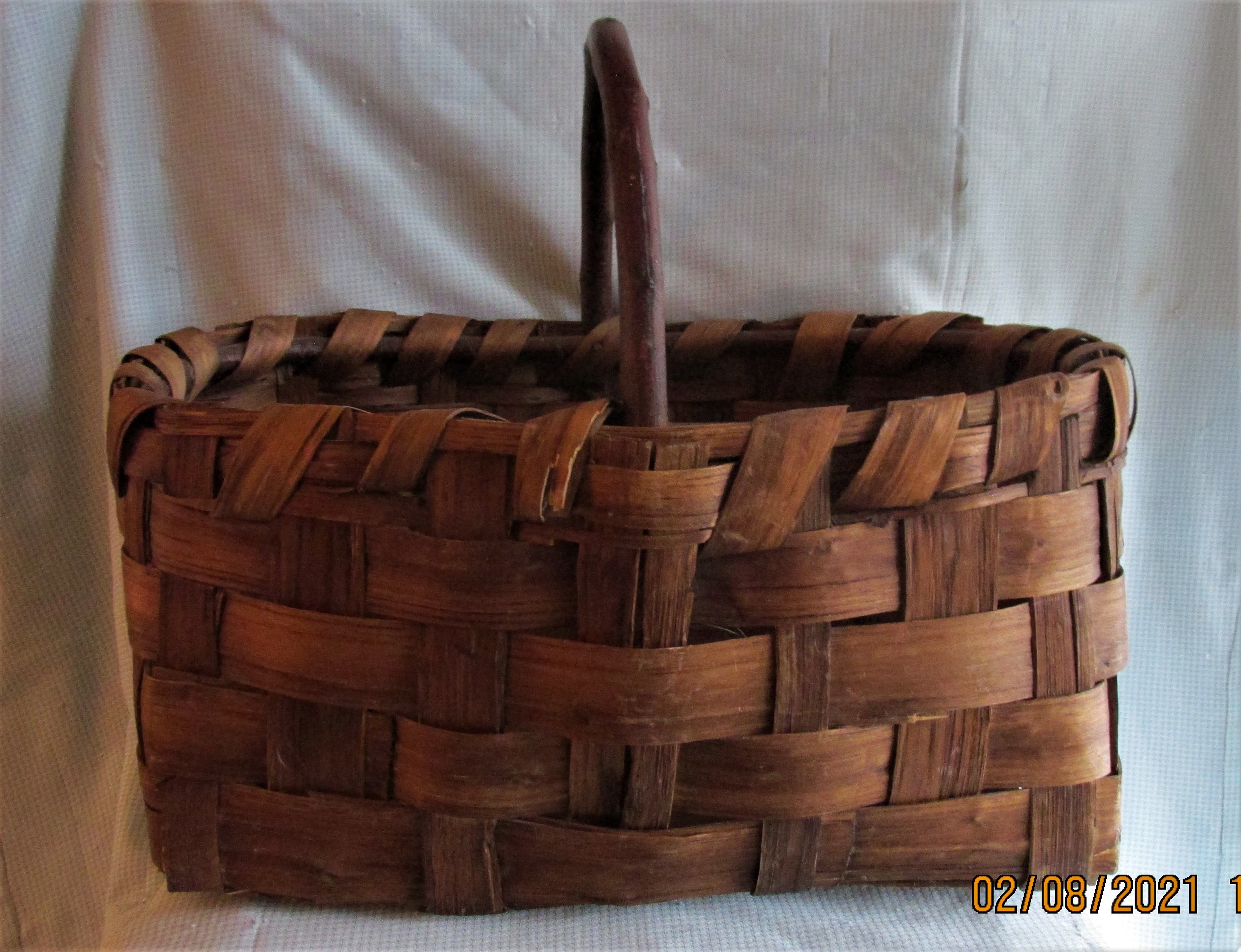 Vintage Woven Wide Splint Gathering Basket W/handle Table Top Decor or ...