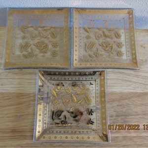 Georges Briard Persian Garden Design gouden bloemen vierkante schaal of dienblad