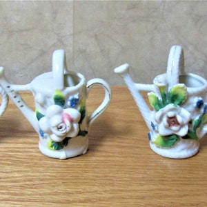 Miniature Porcelain Pitchers (4) Decorated with Colorful Flowers from Japan