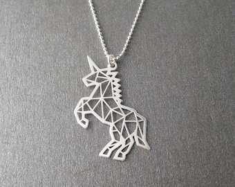 Pendentif licorne en origami Style en argent couleurs 2 pièces de vintageparts