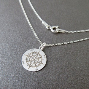 Necklace small compass wind rose compass travel globetrotter silver 925/1000e