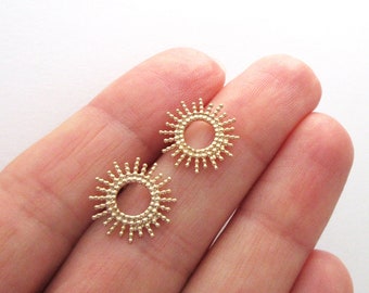 750/000 18 carat gold plated sun stud earrings