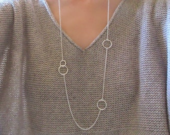 Long necklace necklace circles in 925/1000e silver