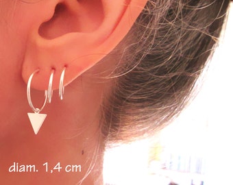 Créoles fines boucles d'oreilles anneaux triangles en argent 925/1000e