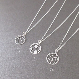 Small 925 silver basketball and volleyball pendant necklace