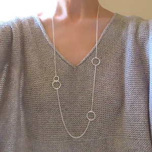 Long necklace necklace circles in 925/1000e silver