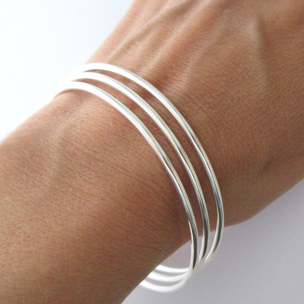 Bracelet jonc fin classique 2 mm en argent 925/1000e