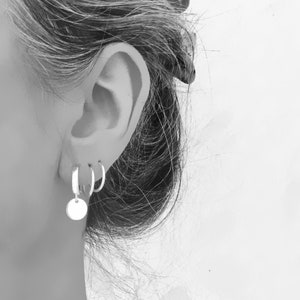 Mini hoop earrings rings charms round pastilles in 925/1000 silver
