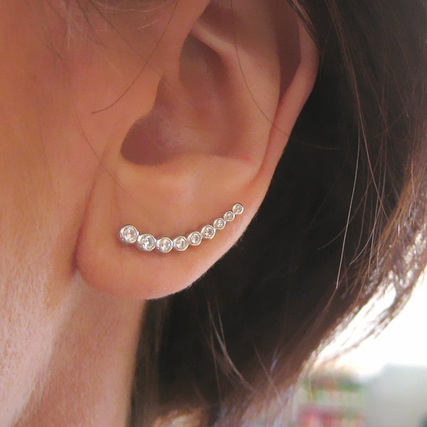 Boucles d'oreilles ear-cuff contours de lobes grimpeurs avec zirconium CZ argent 925