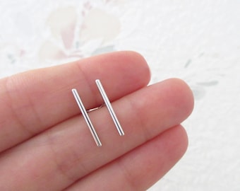 925/1000e silver thin line bar stick stud stud earrings