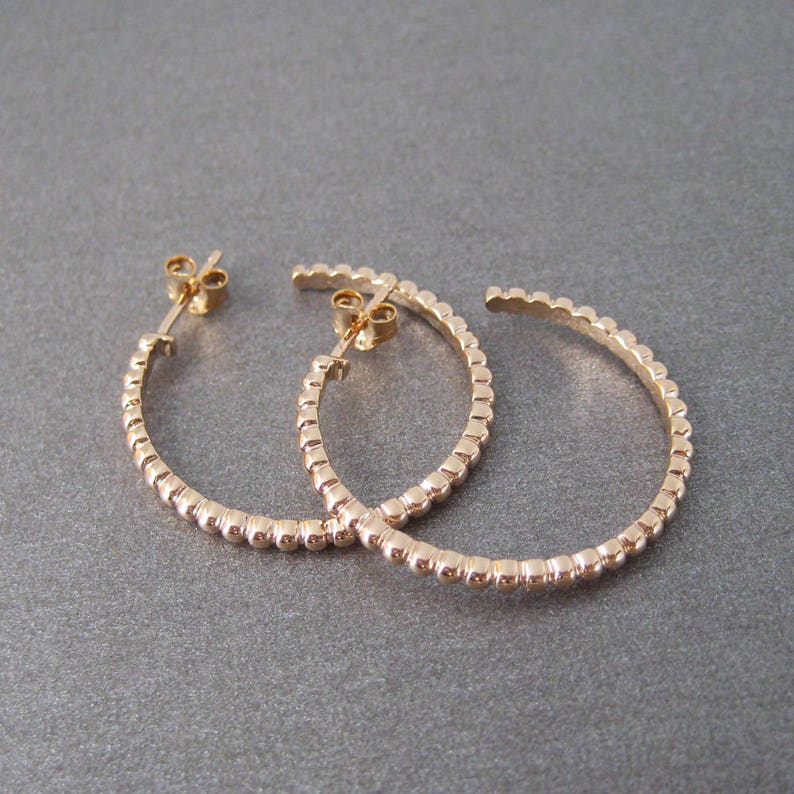 2.8 cm Worked hoops beaded in plated gold 18 k 700000 diam