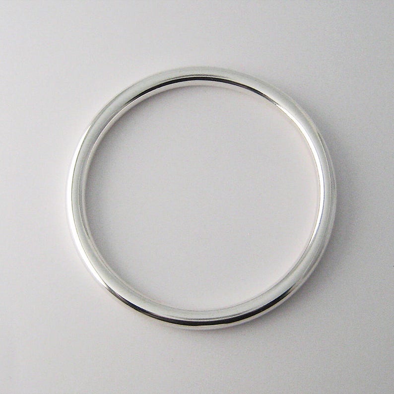 Large heavy bangle bracelet 6 mm in 925/1000 silver image 2