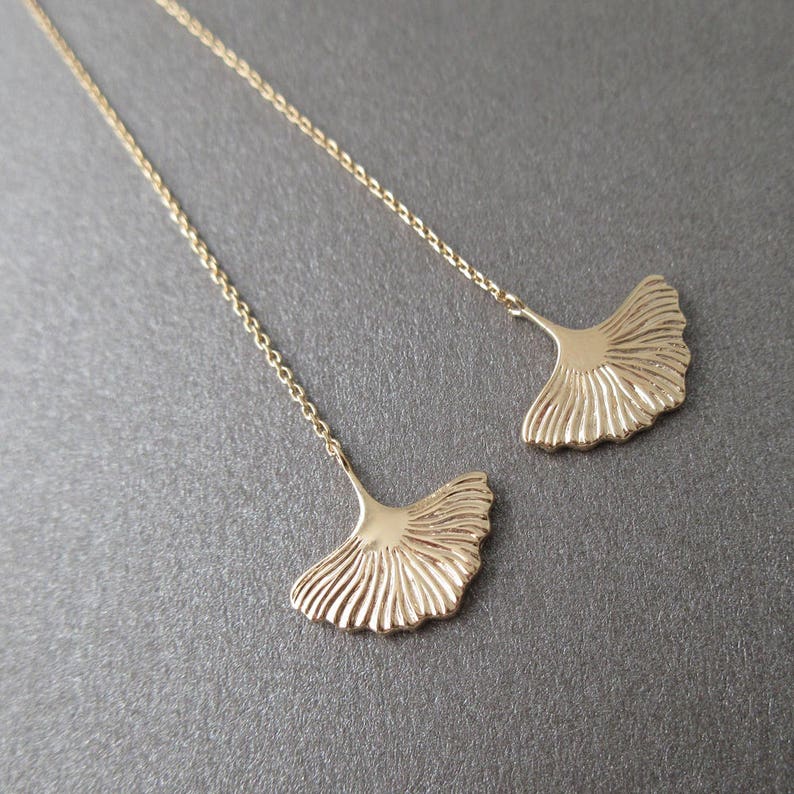 Boucles D'oreilles Pendantes Dorées Motif Feuille De Ginkgo - Style Vintage Chic, Acier Inoxydable