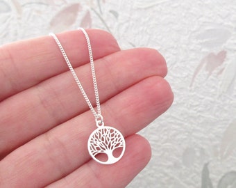 Collier fin arbre de vie minimaliste délicat argent 925/1000e