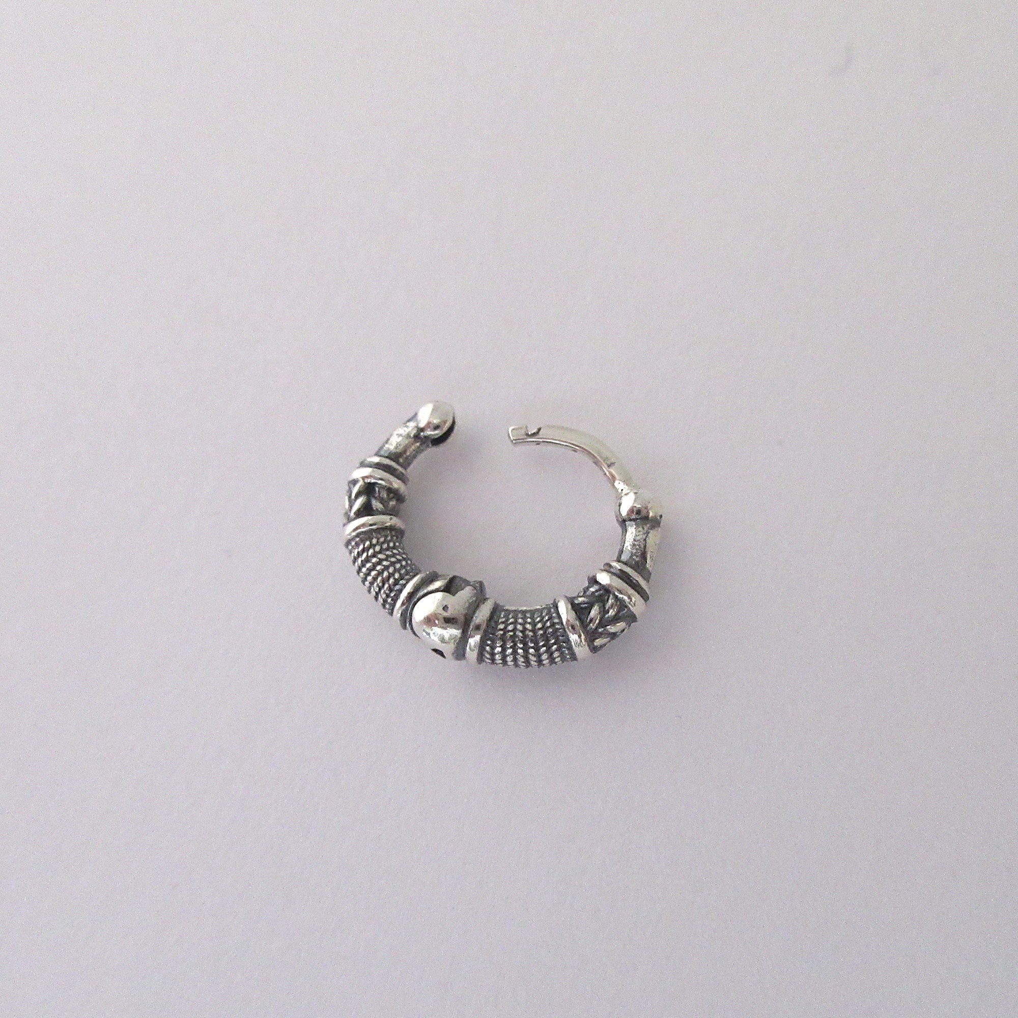 Orecchini A Cerchio Unisex In Argento 925, Modello Tribale Bali, Diametro 20 Mm, Artigianali, Ipoallergenici, Regalo Con Sacchetto In Tessuto