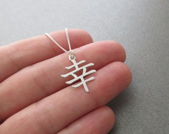 Collier signe japonais Kanji symbole de bonheur argent 925/1000e
