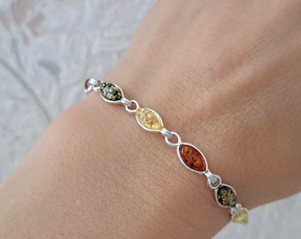 Echtes Ostseebernstein Armband 3 Farben 925 Silber