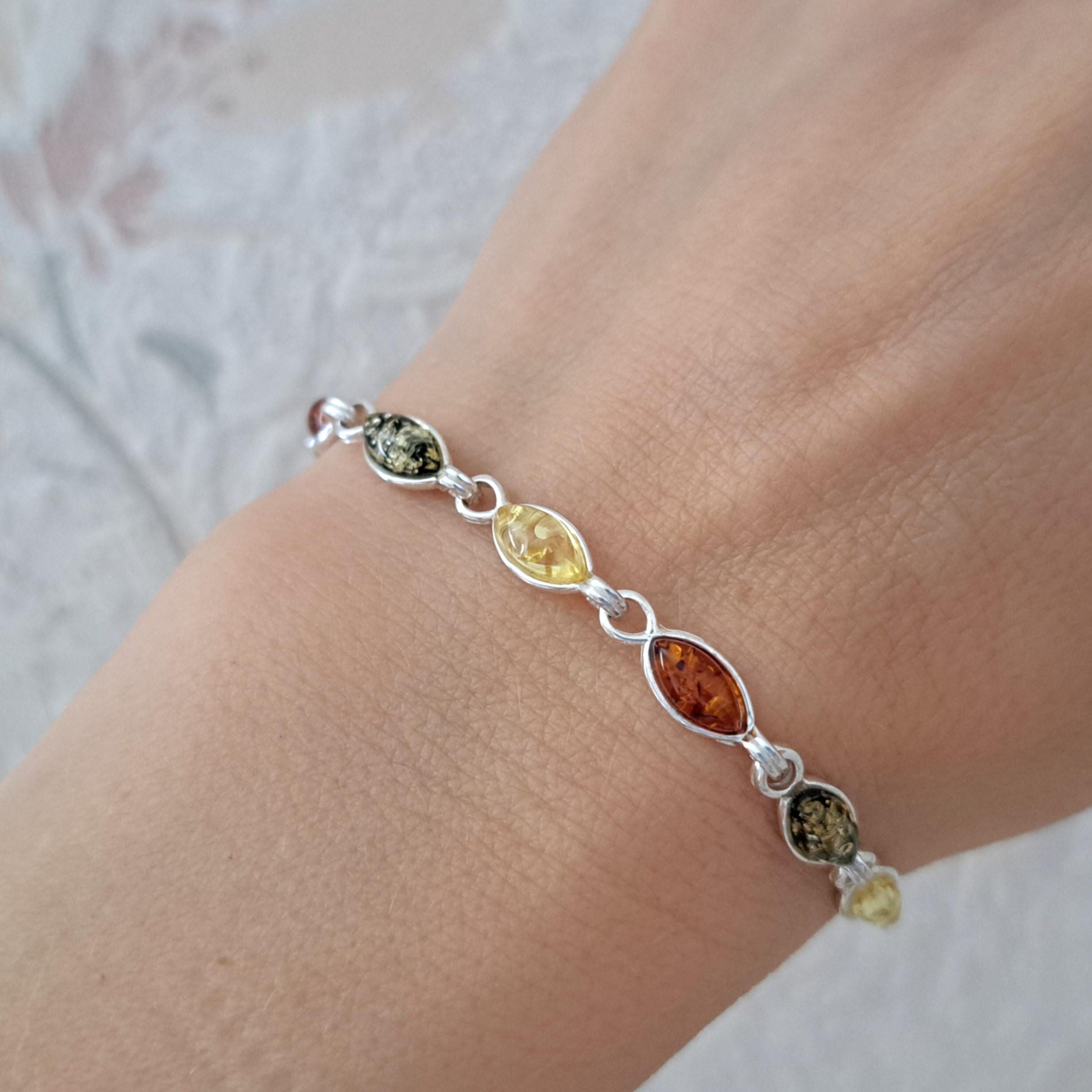 Echtes Ostseebernstein Armband 3 Farben 925 Silber