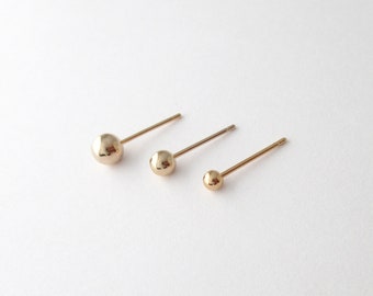 Stud earrings 3/4/5 mm gold plated 750 18 carats