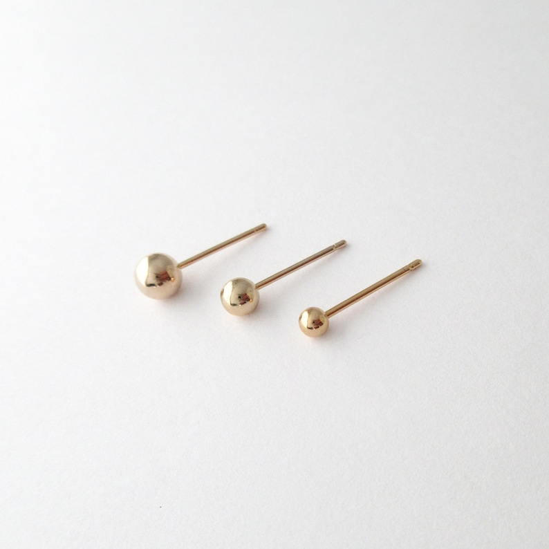 Ball earrings 345 mm gold plated 750 18 k studs