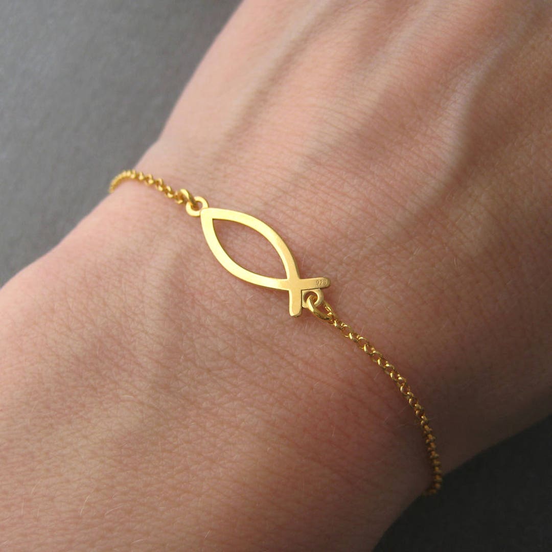 Bracelet Tressé Main En Fil De Soie Bleue Avec Breloque Poisson Doré - Design Simple Et Unique, Accessoire Cadeau Couple Ou Famille