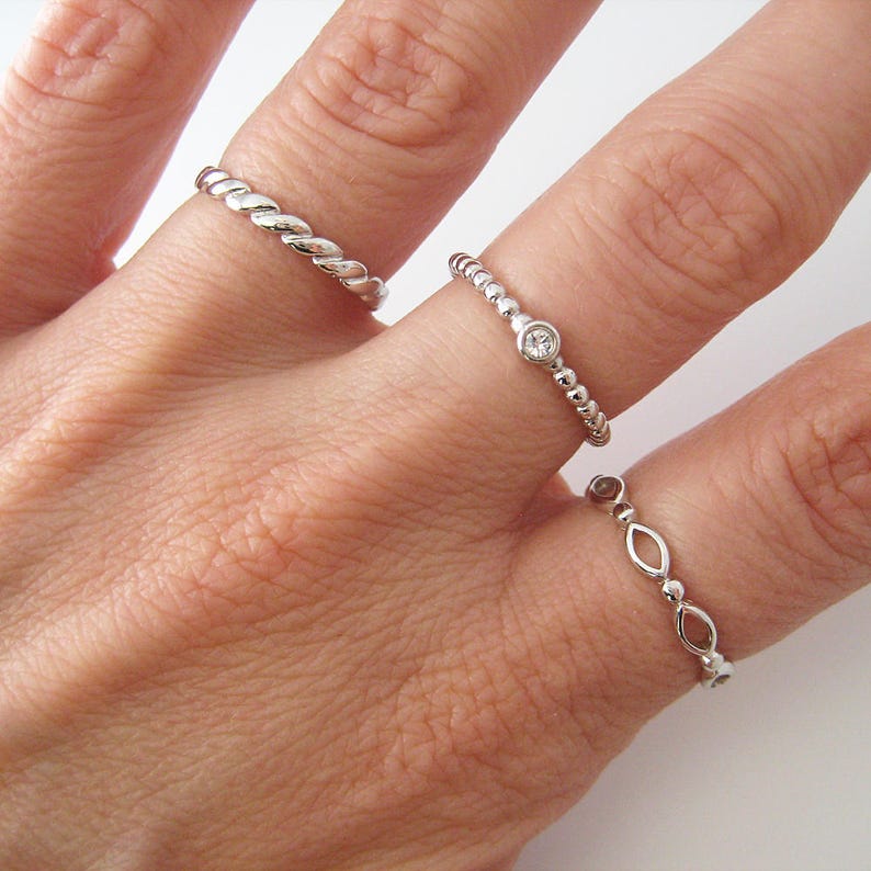 Bague Fine En Argent 925 Avec Zirconium (CZ) Solitaire - Taille Au Choix (52,56...) - Neuf Avec étiquettes