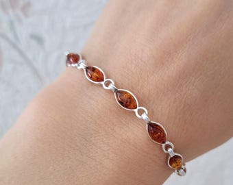 Armband aus echtem Ostseebernstein und 925er Sterlingsilber