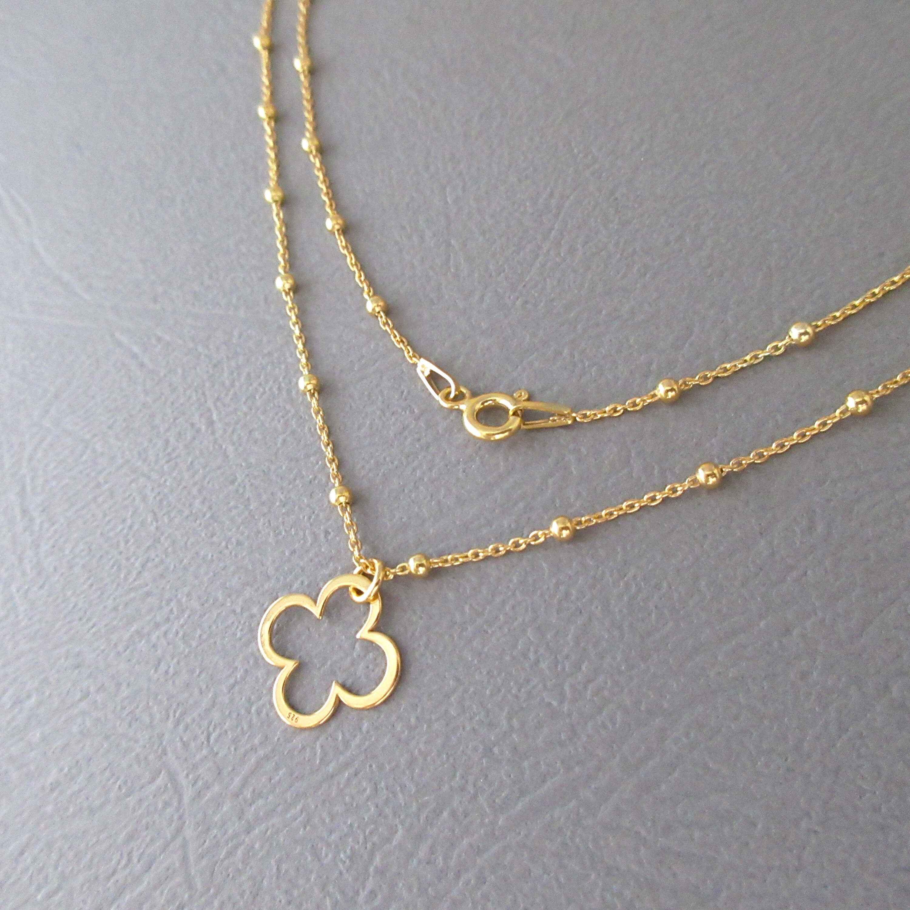 MICMIF Parure Trèfle Argent 925 - Collier Et Boucles D'Oreilles Plaqué Or Rose - Zirconium - Cadeau Femme