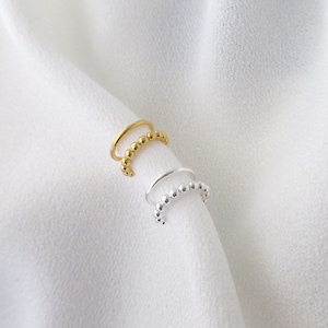 Bague d'oreille petite manchette de cartilage ear-cuff double rang en argent 925 ou plaque or 24K