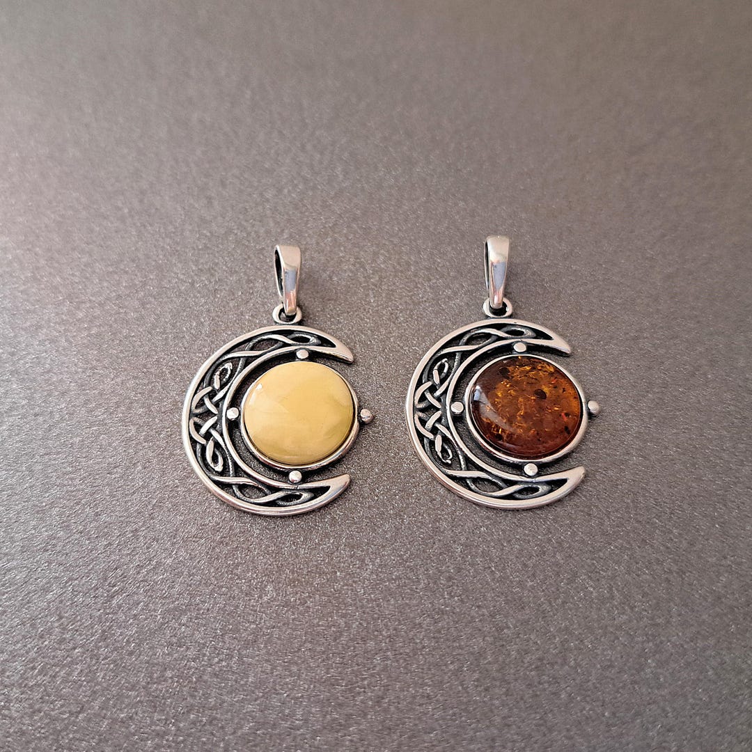 Pendentif En Ambre Baltique Authentique Et Argent 925 – Moderne – Réf. GL2039 – Neuf Avec étiquettes