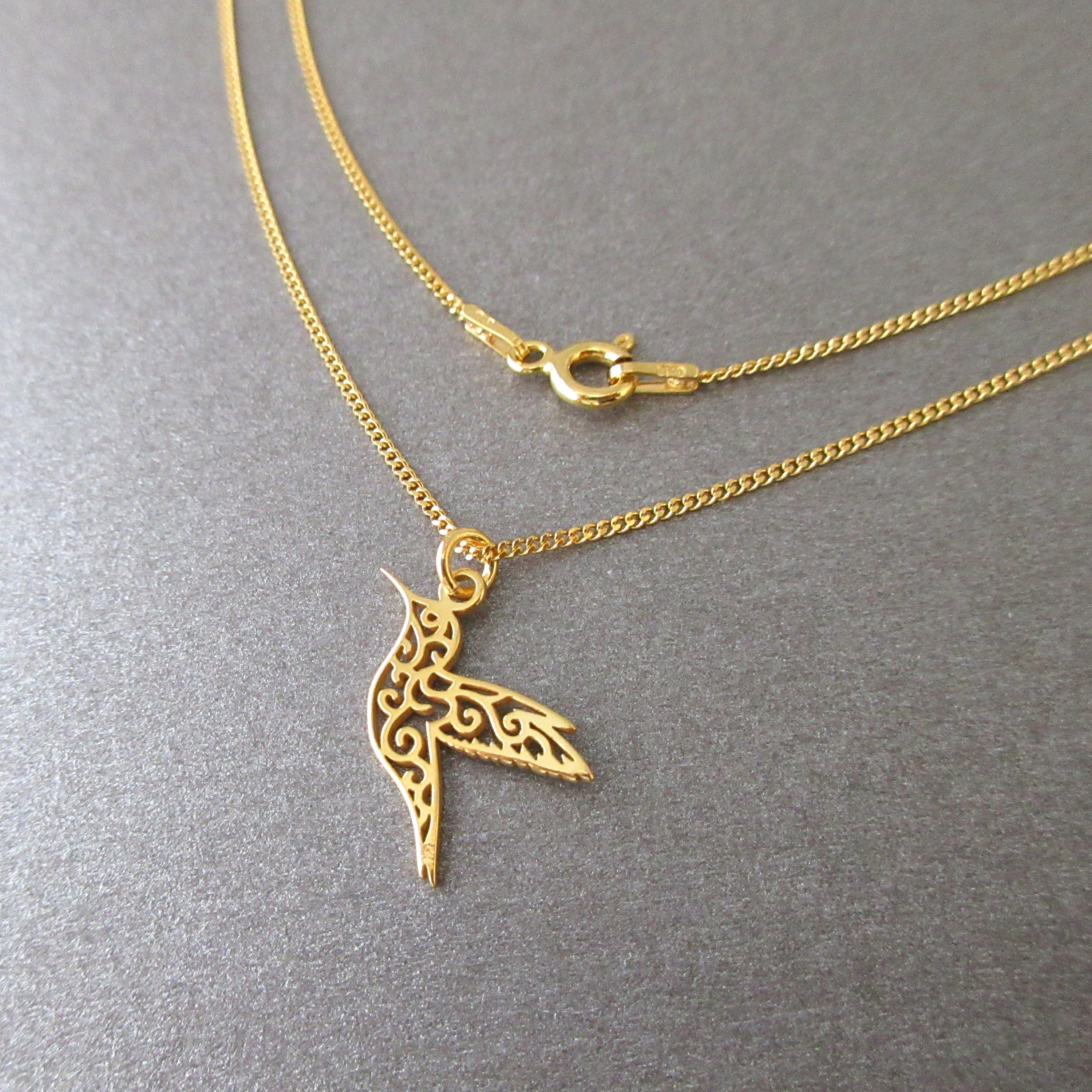 Collana lunga con Colibrì, uccellino blu e avorio, dipinto a mano