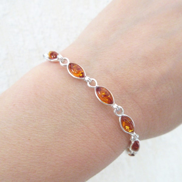 Bracelet ambre véritable mer baltique argent 925/1000e